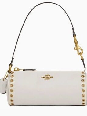 Coach Cream Leather Mini Shoulder Bag with Gold Grommet Trim